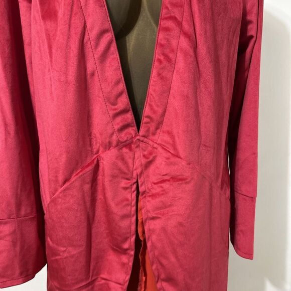 Longline Duster Sweater Velveteen Jacket Women’s Medium Red Layered Steampunk - Picture 2 of 4